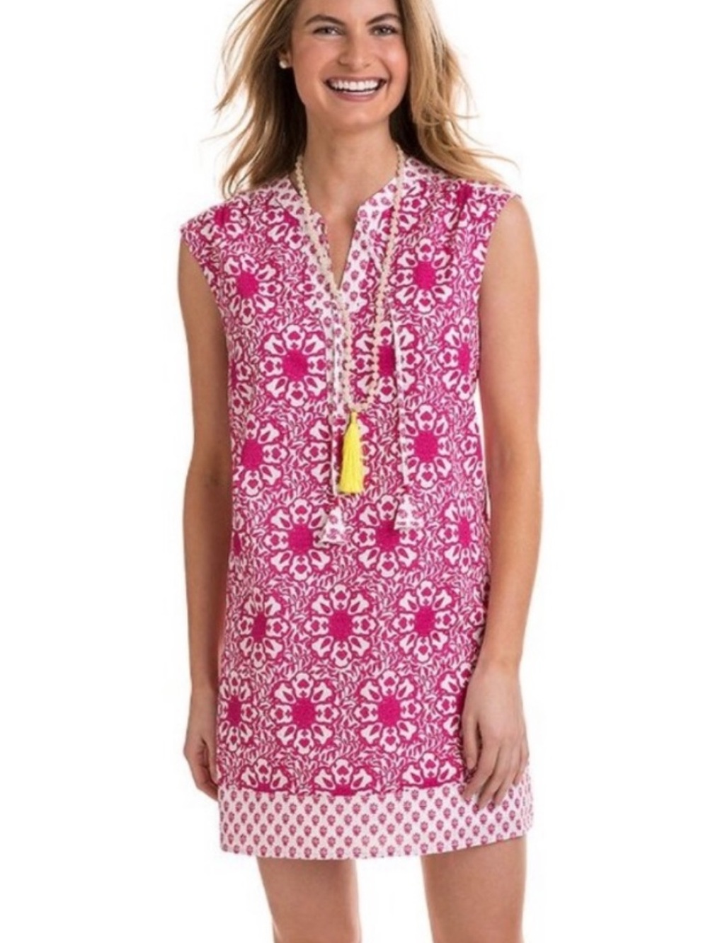 Vineyard Vines Tile Medallion Pink Tunic Dress small